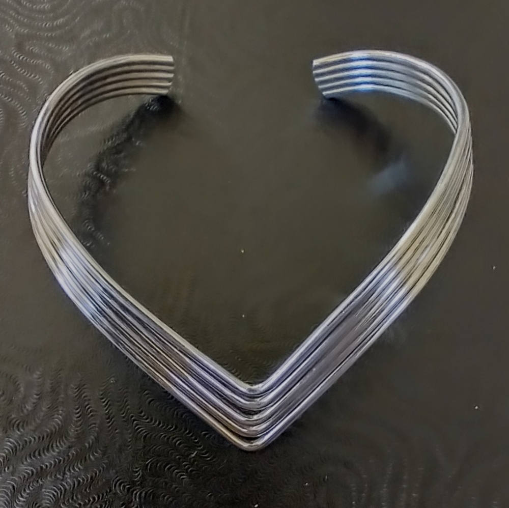 Vintage Sterling Silver 925 Multi Line V Shape Bracelet